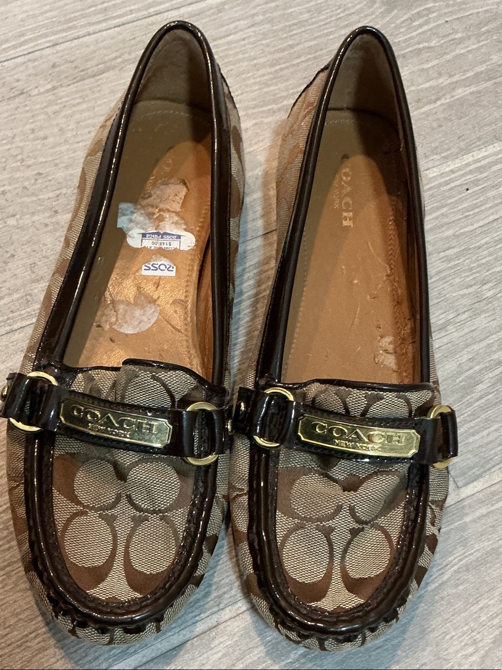 Coach Brown Tan Signature Canvas Loafers